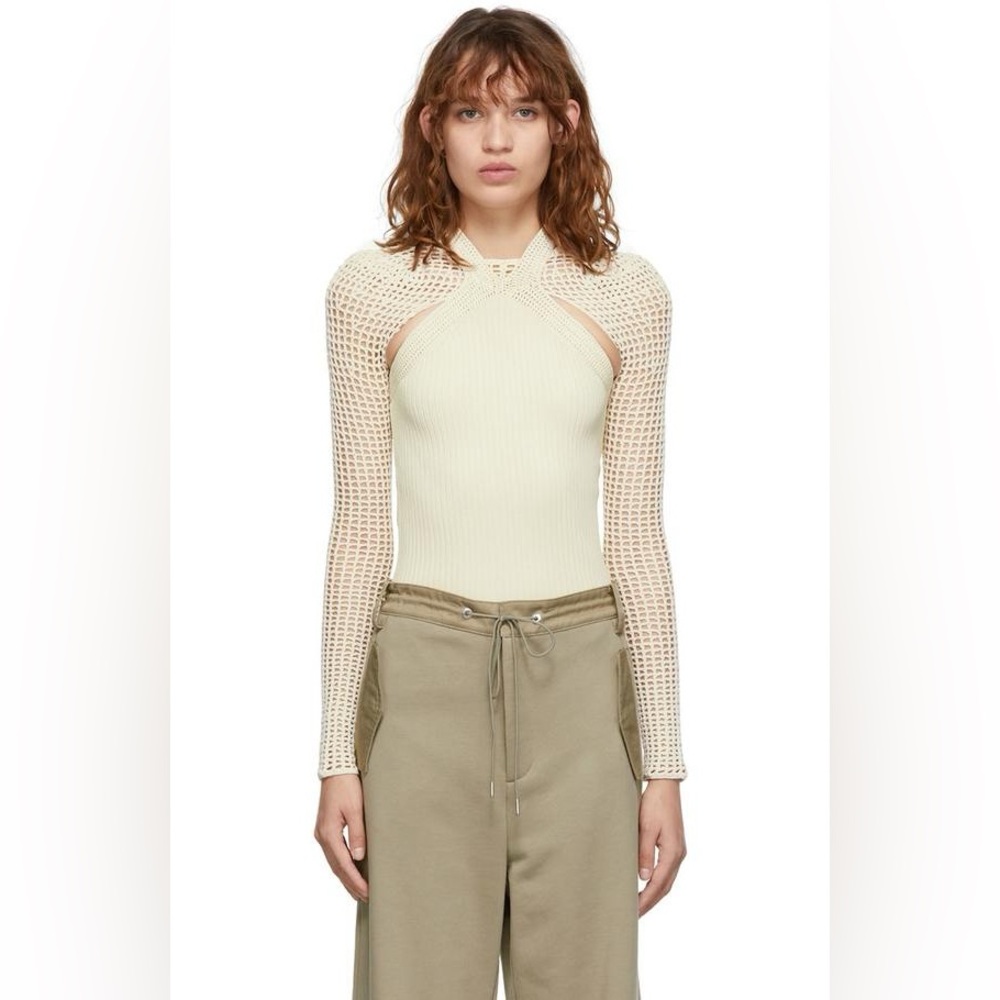 Dion Lee Stirrup Crochet Top, Bone, Small